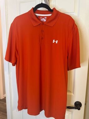 Under Armour Men's Red Heatgear Polo with White Logo